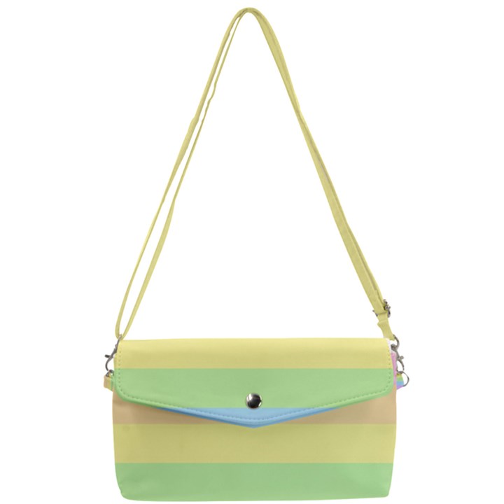 Cute Pastel Rainbow Striped Pattern Removable Strap Clutch Bag