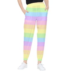 Cute Pastel Rainbow Striped Pattern Women s Tapered Pants