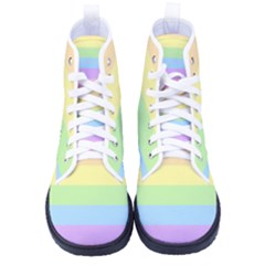 Cute Pastel Rainbow Striped Pattern Kid s High-Top Canvas Sneakers