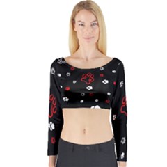 Art Pattern Traces Paw Long Sleeve Crop Top by pakminggu