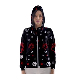 Art Pattern Traces Paw Women s Hooded Windbreaker