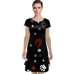 Art Pattern Traces Paw Cap Sleeve Nightdress