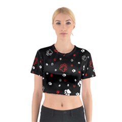 Art Pattern Traces Paw Cotton Crop Top