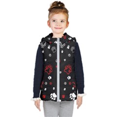 Art Pattern Traces Paw Kids  Hooded Puffer Vest