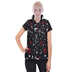 Art Pattern Traces Paw Women s Button Up Vest