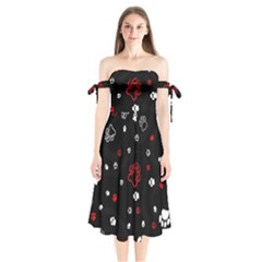 Art Pattern Traces Paw Shoulder Tie Bardot Midi Dress by pakminggu