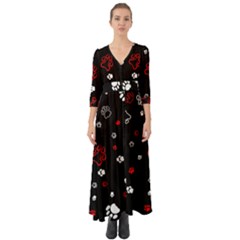 Art Pattern Traces Paw Button Up Boho Maxi Dress by pakminggu