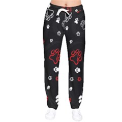 Art Pattern Traces Paw Women Velvet Drawstring Pants