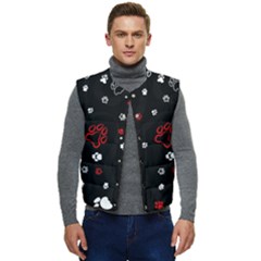 Art Pattern Traces Paw Men s Button Up Puffer Vest	