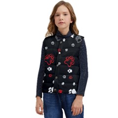 Art Pattern Traces Paw Kid s Button Up Puffer Vest	