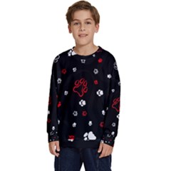 Art Pattern Traces Paw Kids  Crewneck Sweatshirt