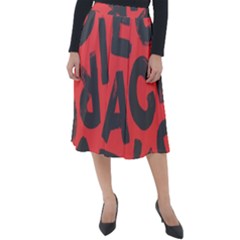 Letters Alphabet Typography Texture Classic Velour Midi Skirt  by pakminggu