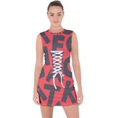 Letters Alphabet Typography Texture Lace Up Front Bodycon Dress by pakminggu