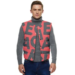 Letters Alphabet Typography Texture Men s Button Up Puffer Vest	