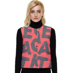 Letters Alphabet Typography Texture Women s Button Up Puffer Vest