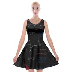 Math Mathematics Pattern Velvet Skater Dress