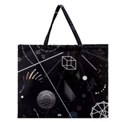 Future Space Aesthetic Math Zipper Large Tote Bag by pakminggu