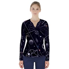 Future Space Aesthetic Math V-neck Long Sleeve Top by pakminggu