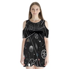 Future Space Aesthetic Math Shoulder Cutout Velvet One Piece