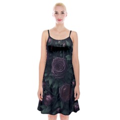 Rose Flower Plant Spaghetti Strap Velvet Dress