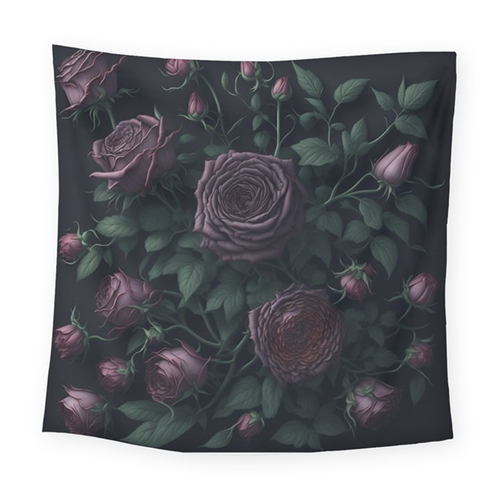 Rose Flower Plant Square Tapestry (Large)