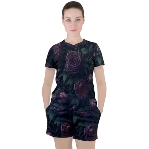 Rose Flower Plant Women s T-shirt And Shorts Set by pakminggu