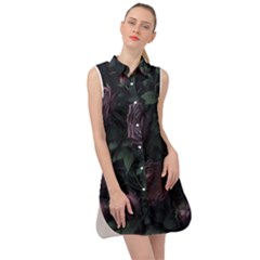 Rose Flower Plant Sleeveless Shirt Dress by pakminggu