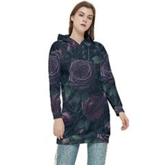 Rose Flower Plant Women s Long Oversized Pullover Hoodie