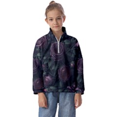 Rose Flower Plant Kids  Half Zip Hoodie