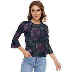 Rose Flower Plant Bell Sleeve Top