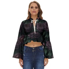 Rose Flower Plant Boho Long Bell Sleeve Top