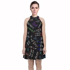 Mathematics  Physics Maths Math Pattern Velvet Halter Neckline Dress 