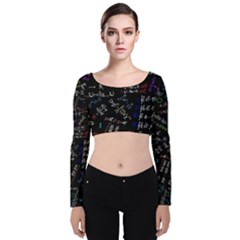 Mathematics  Physics Maths Math Pattern Velvet Long Sleeve Crop Top by pakminggu