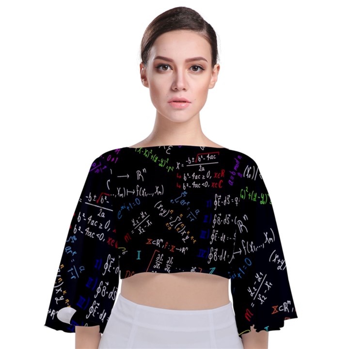 Mathematics  Physics Maths Math Pattern Tie Back Butterfly Sleeve Chiffon Top