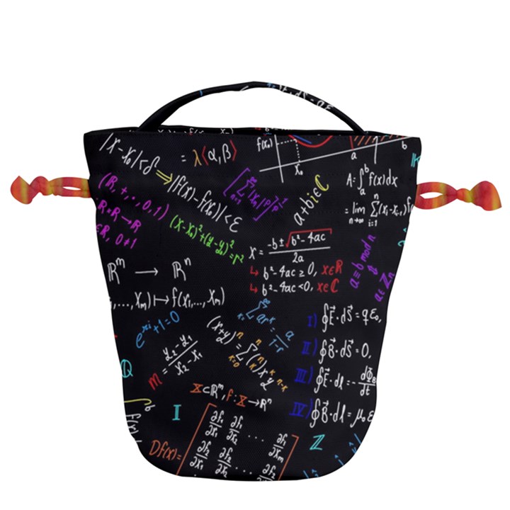 Mathematics  Physics Maths Math Pattern Drawstring Bucket Bag