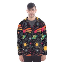 Space Seamless Pattern Men s Hooded Windbreaker