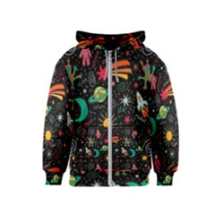 Space Seamless Pattern Kids  Zipper Hoodie