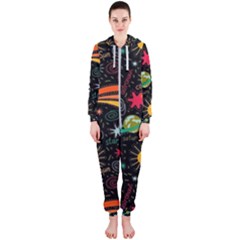 Space Seamless Pattern Hooded Jumpsuit (ladies)