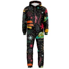 Space Seamless Pattern Hooded Jumpsuit (men)