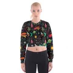 Space Seamless Pattern Cropped Sweatshirt