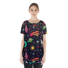 Space Seamless Pattern Skirt Hem Sports Top by pakminggu