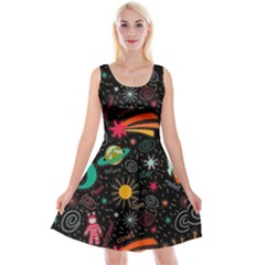 Space Seamless Pattern Reversible Velvet Sleeveless Dress