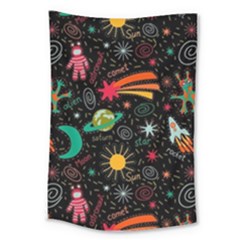 Space Seamless Pattern Large Tapestry