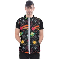 Space Seamless Pattern Men s Puffer Vest