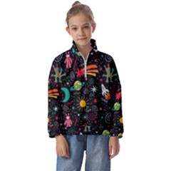 Space Seamless Pattern Kids  Half Zip Hoodie