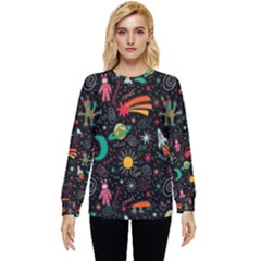 Space Seamless Pattern Hidden Pocket Sweatshirt