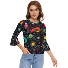 Space Seamless Pattern Bell Sleeve Top