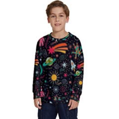 Space Seamless Pattern Kids  Crewneck Sweatshirt