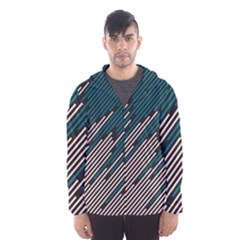 Abstract Diagonal Striped Lines Pattern Men s Hooded Windbreaker