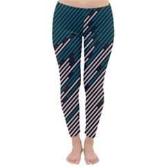 Abstract Diagonal Striped Lines Pattern Classic Winter Leggings